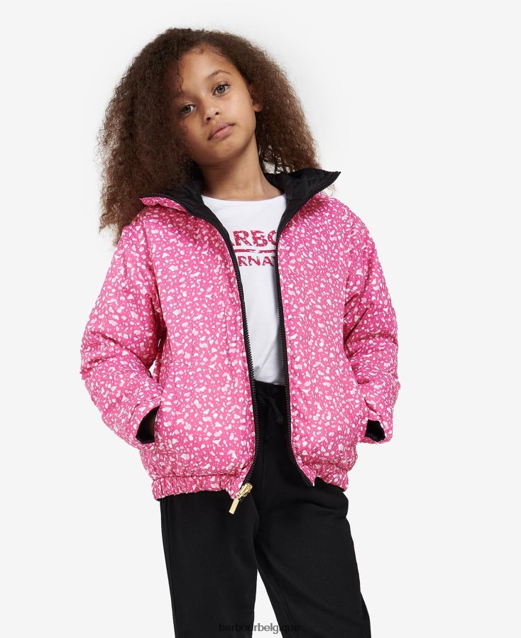 vêtements Barbour veste matelassée réversible fenway glycine/vert palmier filles T2L6ZP2550