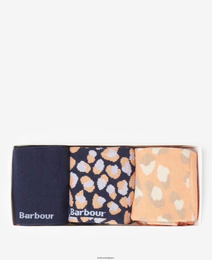 accessoires Barbour coffret cadeau chaussettes à imprimé animal papaye femmes T2L6ZP2466