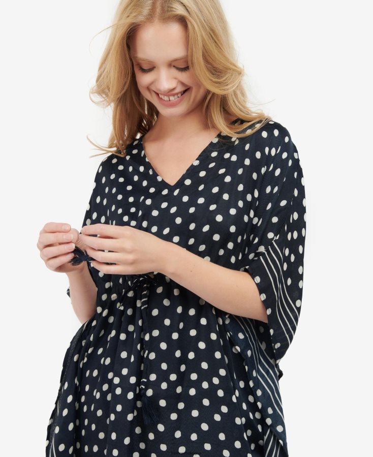 accessoires Barbour caftan de plage à pois marine classique femmes T2L6ZP2460