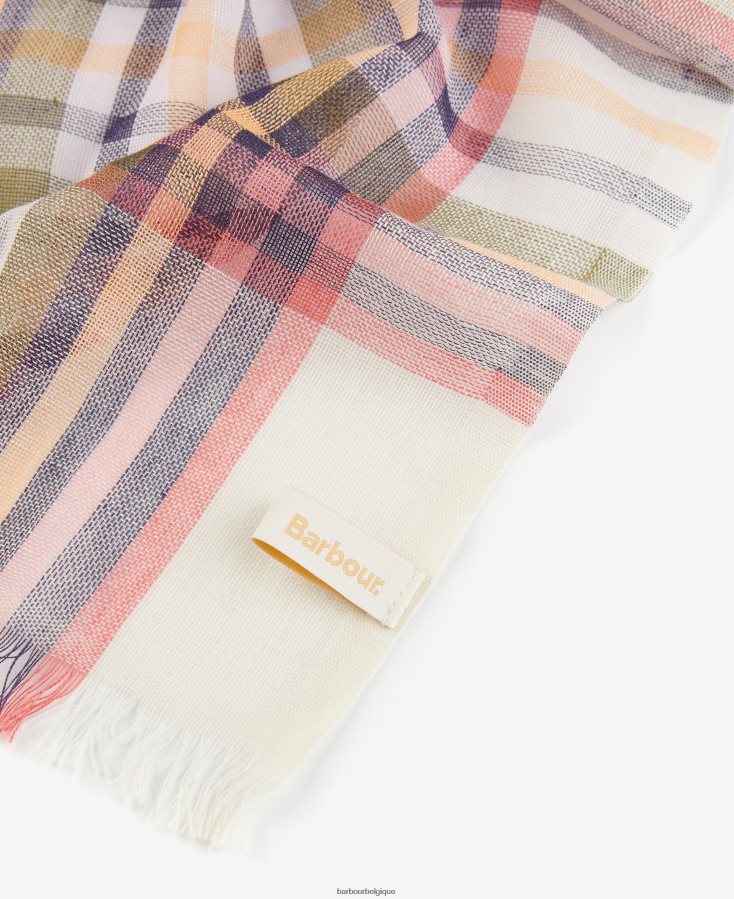 accessoires Barbour écharpe d\'été à carreaux lonnen blanc classique femmes T2L6ZP2459