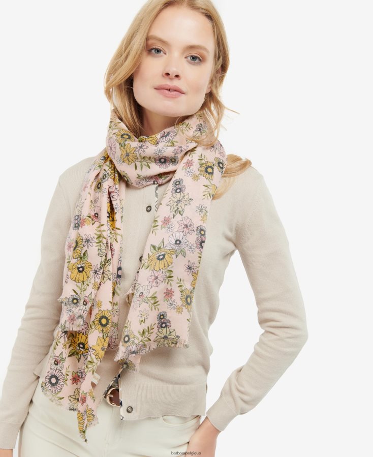 accessoires Barbour écharpe oversize à fleurs pêche femmes T2L6ZP2449