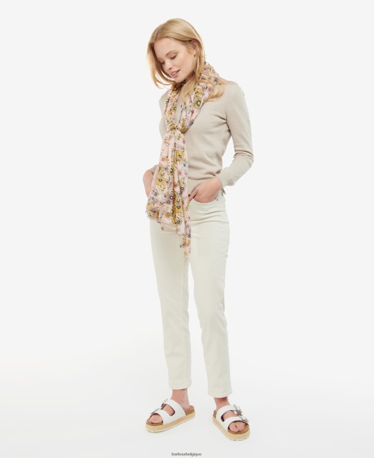 accessoires Barbour écharpe oversize à fleurs pêche femmes T2L6ZP2449