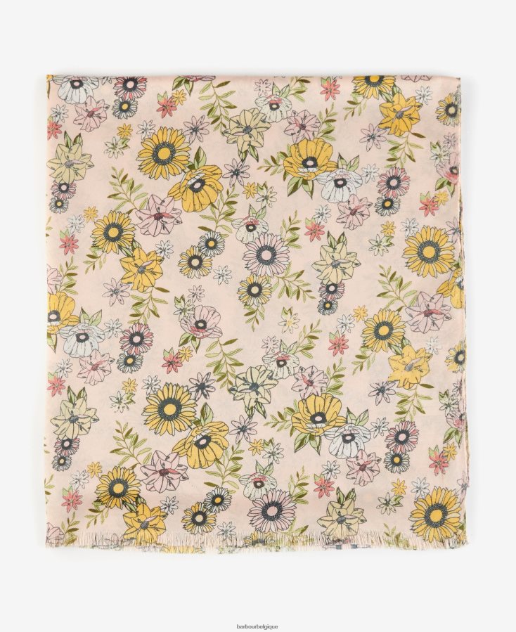 accessoires Barbour écharpe oversize à fleurs pêche femmes T2L6ZP2449