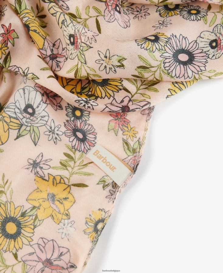 accessoires Barbour écharpe oversize à fleurs pêche femmes T2L6ZP2449