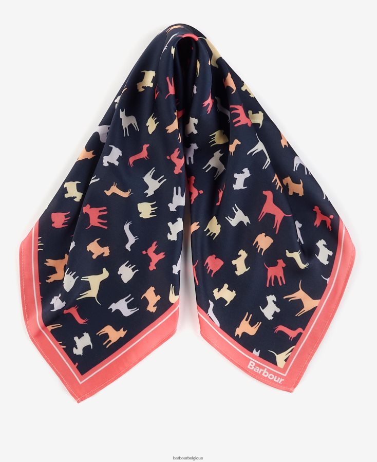 accessoires Barbour foulard carré à imprimé chien marine/chien femmes T2L6ZP2451