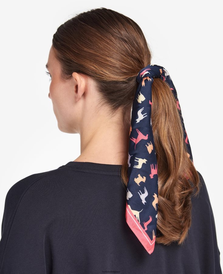 accessoires Barbour foulard carré à imprimé chien marine/chien femmes T2L6ZP2451