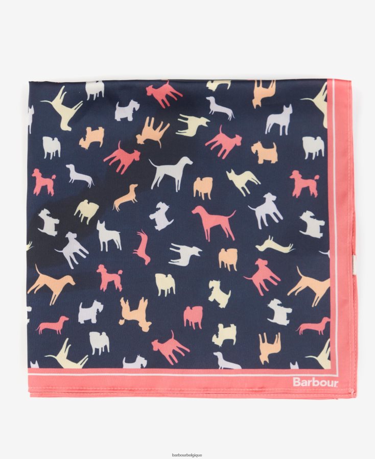 accessoires Barbour foulard carré à imprimé chien marine/chien femmes T2L6ZP2451