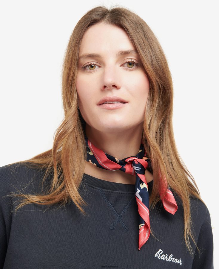 accessoires Barbour foulard carré à imprimé chien marine/chien femmes T2L6ZP2451