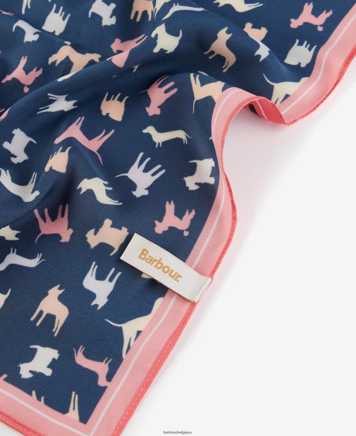 accessoires Barbour foulard carré à imprimé chien marine/chien femmes T2L6ZP2451