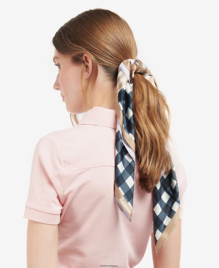 accessoires Barbour foulard carré vichy darla marine/iris femmes T2L6ZP2454