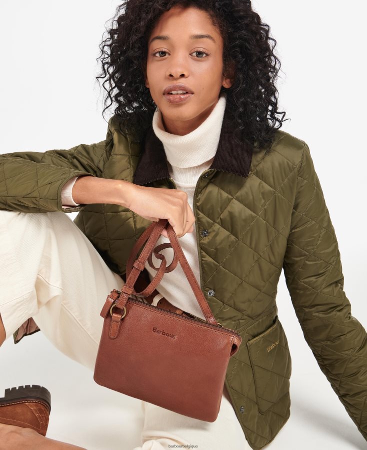 accessoires Barbour sac bandoulière lochy en cuir marron classique femmes T2L6ZP2387