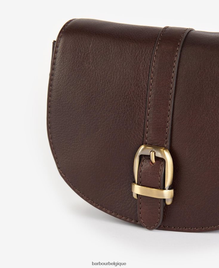accessoires Barbour sacoche de selle en cuir laire marron foncé femmes T2L6ZP2405