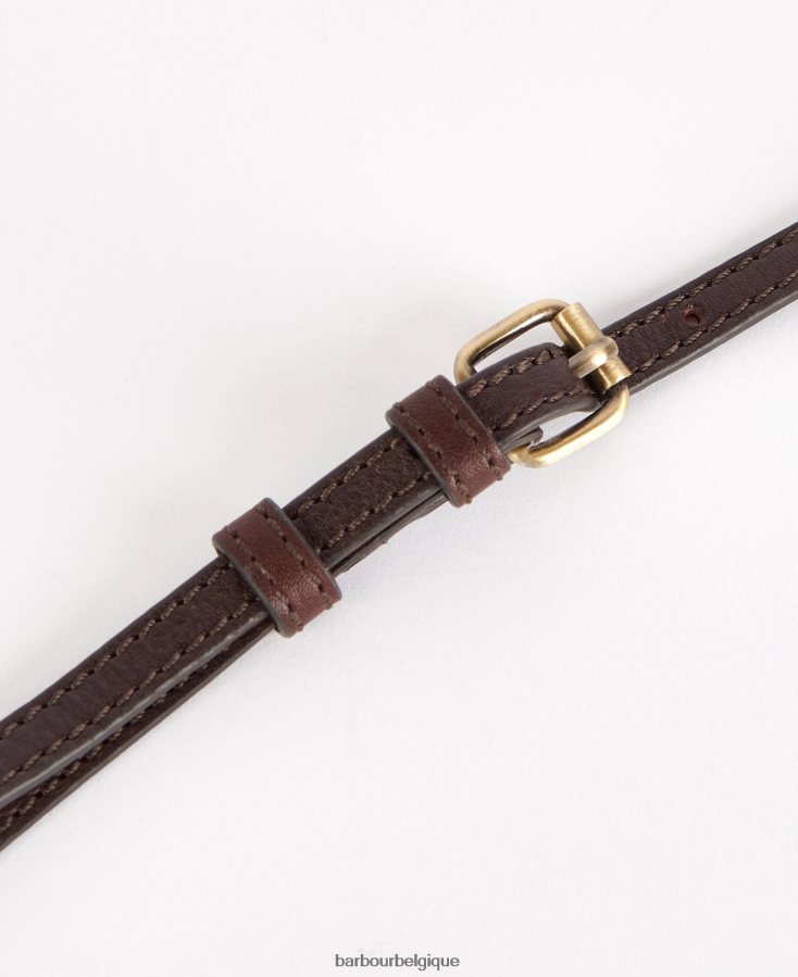 accessoires Barbour sacoche de selle en cuir laire marron foncé femmes T2L6ZP2405