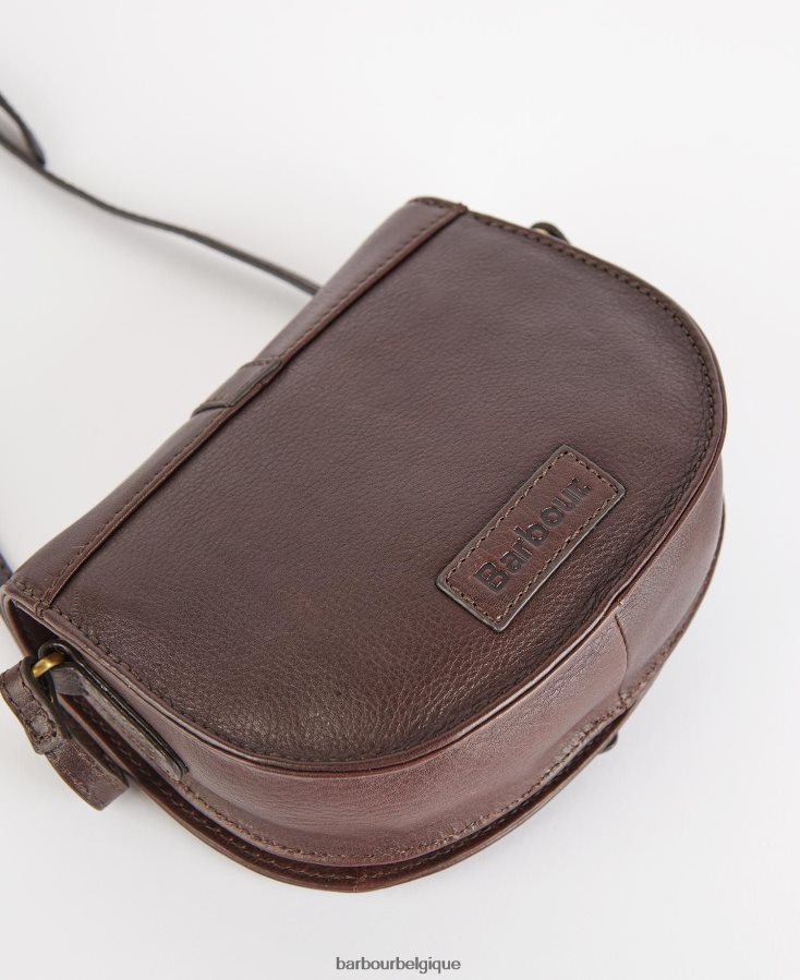 accessoires Barbour sacoche de selle en cuir laire marron foncé femmes T2L6ZP2405