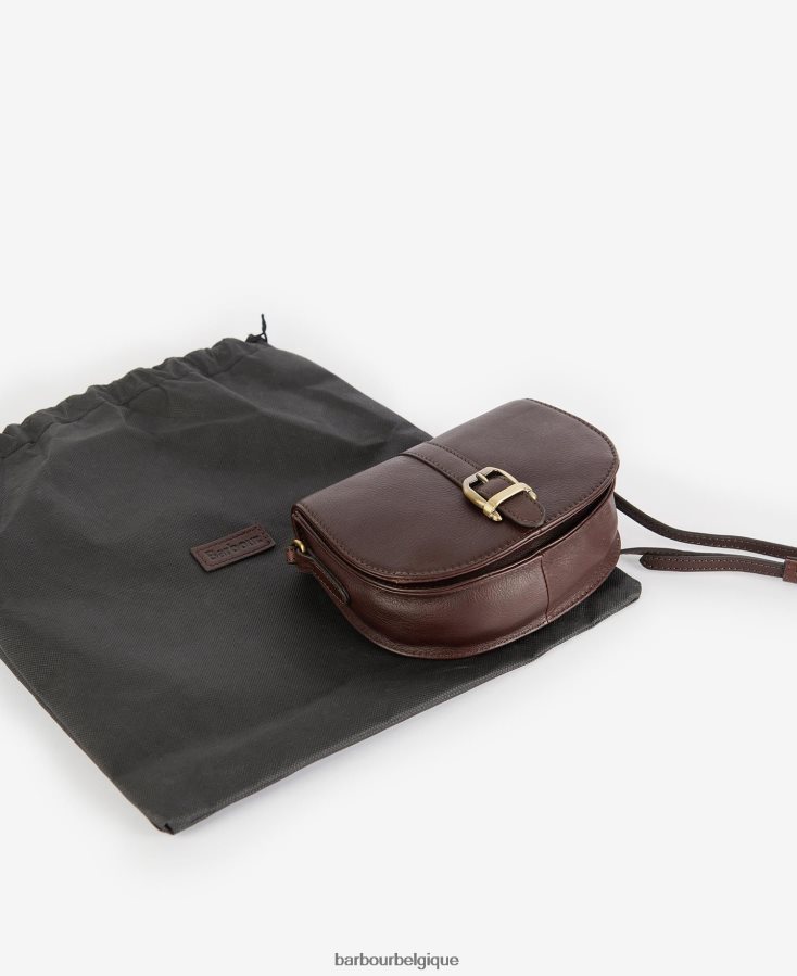 accessoires Barbour sacoche de selle en cuir laire marron foncé femmes T2L6ZP2405