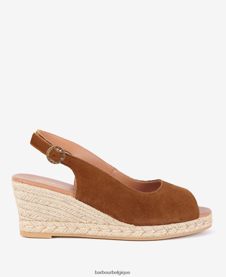 chaussure Barbour espadrilles compensées à bout ouvert nadia Cognac femmes T2L6ZP2093