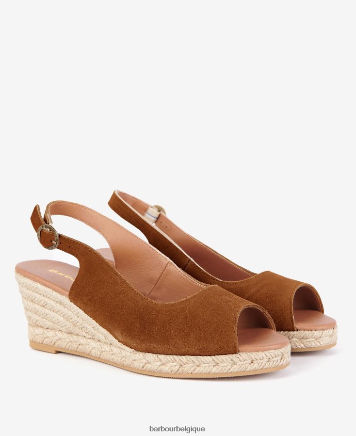 chaussure Barbour espadrilles compensées à bout ouvert nadia Cognac femmes T2L6ZP2093