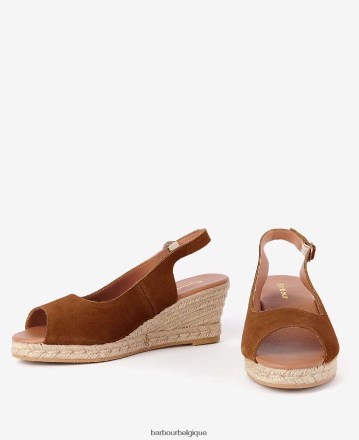 chaussure Barbour espadrilles compensées à bout ouvert nadia Cognac femmes T2L6ZP2093