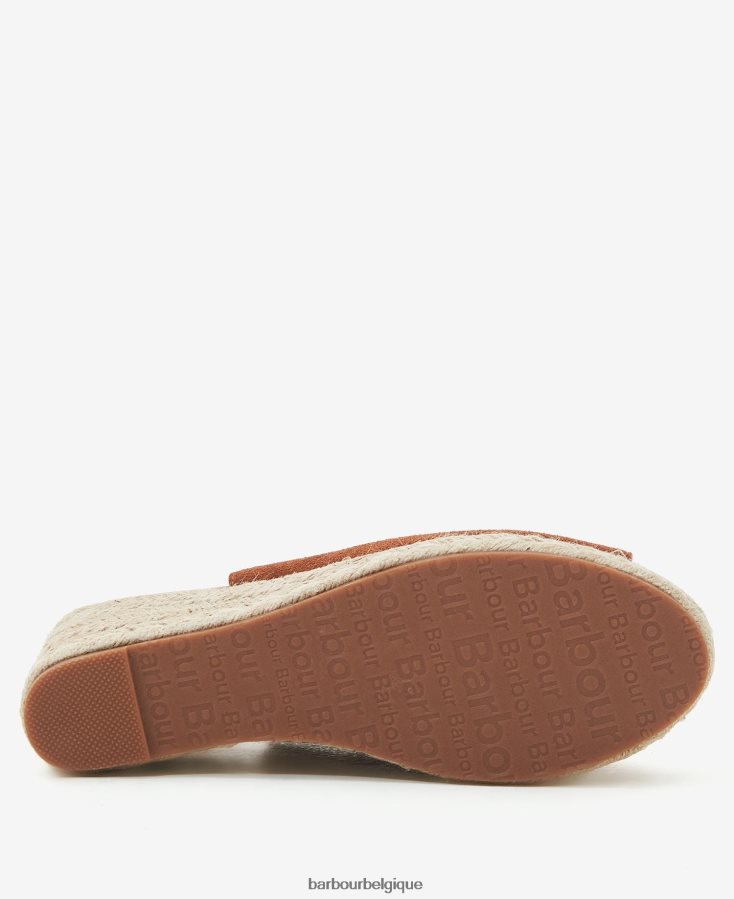 chaussure Barbour espadrilles compensées à bout ouvert nadia Cognac femmes T2L6ZP2093