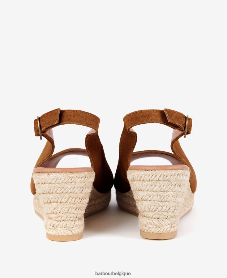chaussure Barbour espadrilles compensées à bout ouvert nadia Cognac femmes T2L6ZP2093