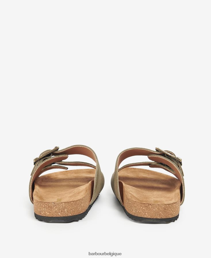 chaussure Barbour sandales allegra à deux brides suède olivine femmes T2L6ZP2113