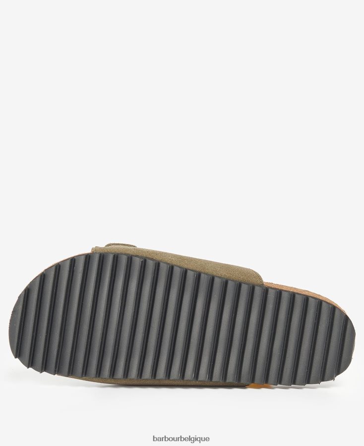 chaussure Barbour sandales allegra à deux brides suède olivine femmes T2L6ZP2113