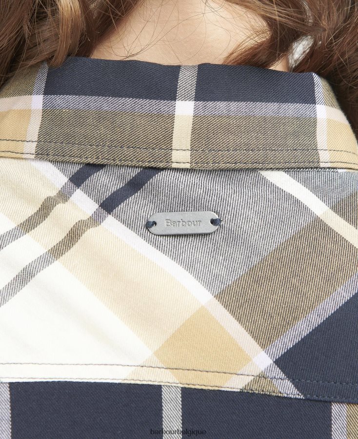 vêtements Barbour chemise bredon tartan de peuplier femmes T2L6ZP1626