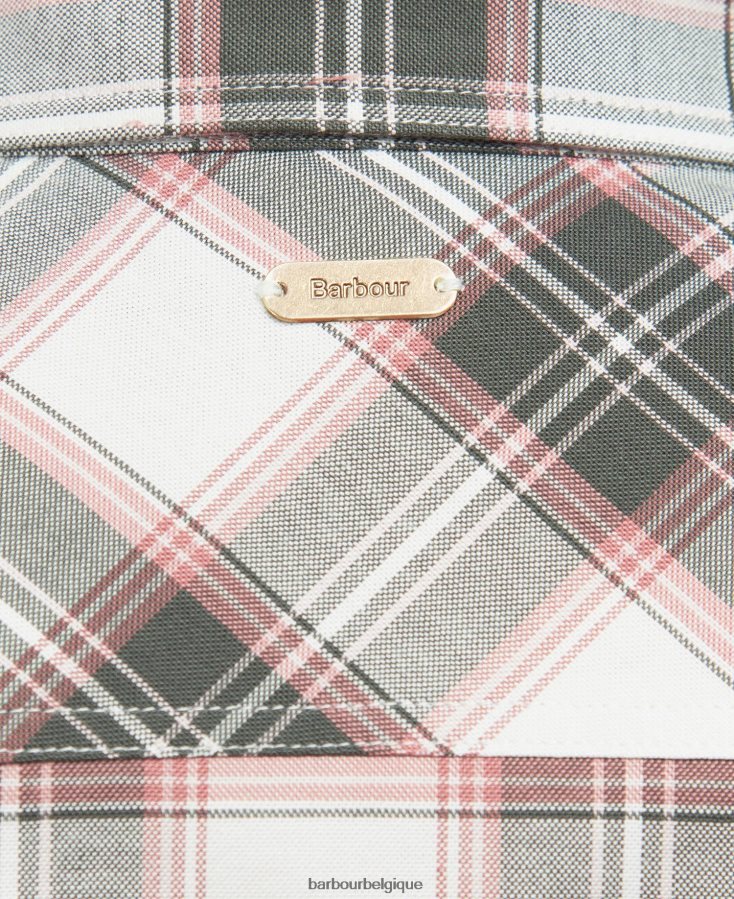 vêtements Barbour chemise daphné chèque nuage/olive femmes T2L6ZP1621