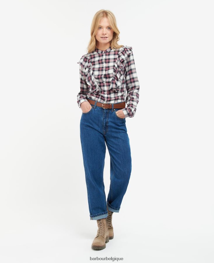 vêtements Barbour chemise de perles carreaux nuage/marine femmes T2L6ZP1627