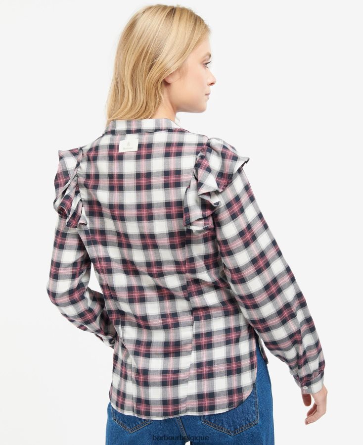 vêtements Barbour chemise de perles carreaux nuage/marine femmes T2L6ZP1627