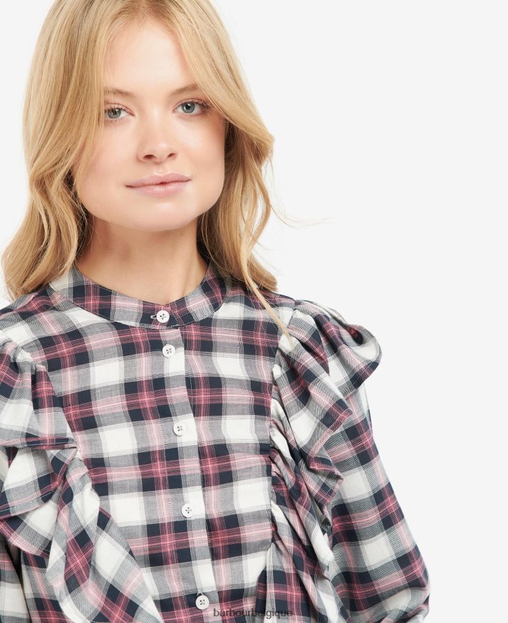 vêtements Barbour chemise de perles carreaux nuage/marine femmes T2L6ZP1627