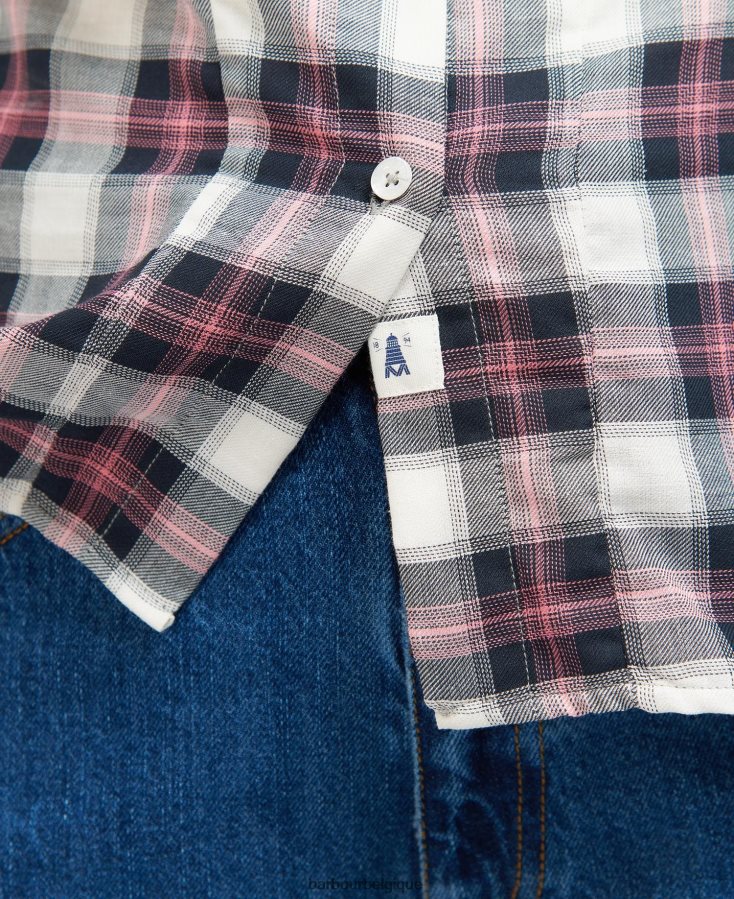 vêtements Barbour chemise de perles carreaux nuage/marine femmes T2L6ZP1627