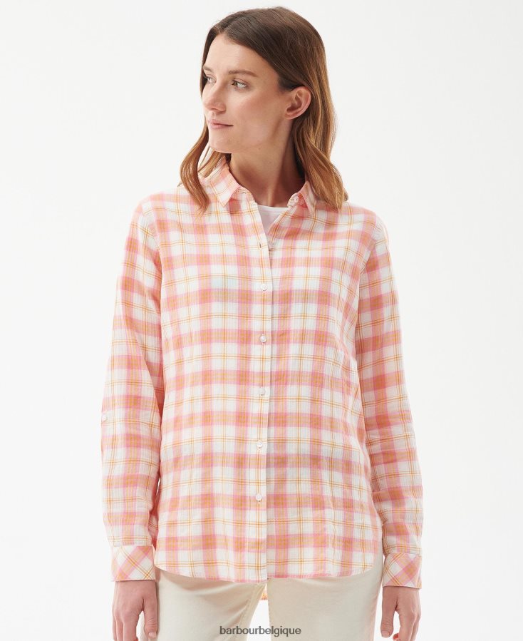 vêtements Barbour chemise de rivage chèque d'hibiscus femmes T2L6ZP1587