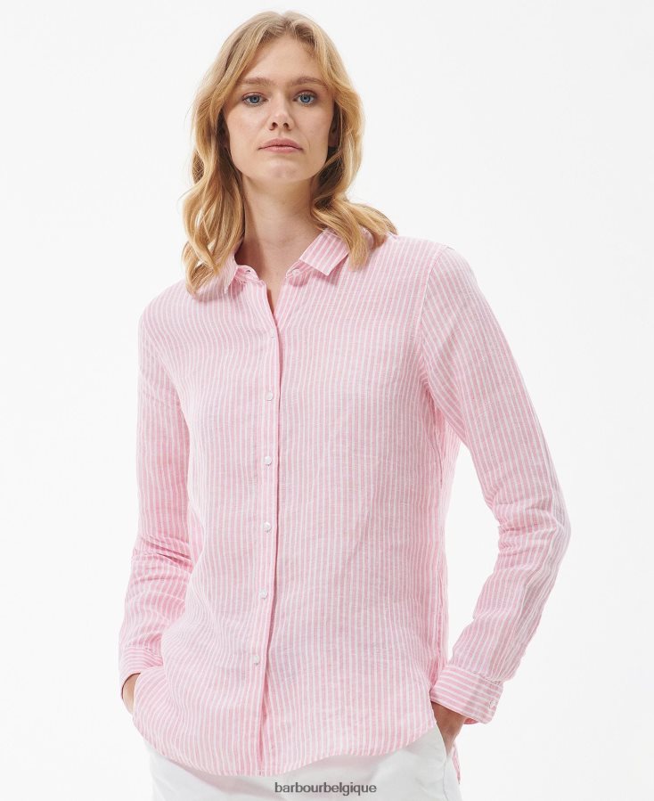 vêtements Barbour chemise marine bande d'hibiscus femmes T2L6ZP1585