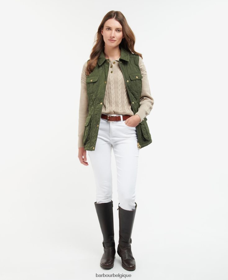 vêtements Barbour gilet de défense ceinturé sable clair/robe femmes T2L6ZP1556