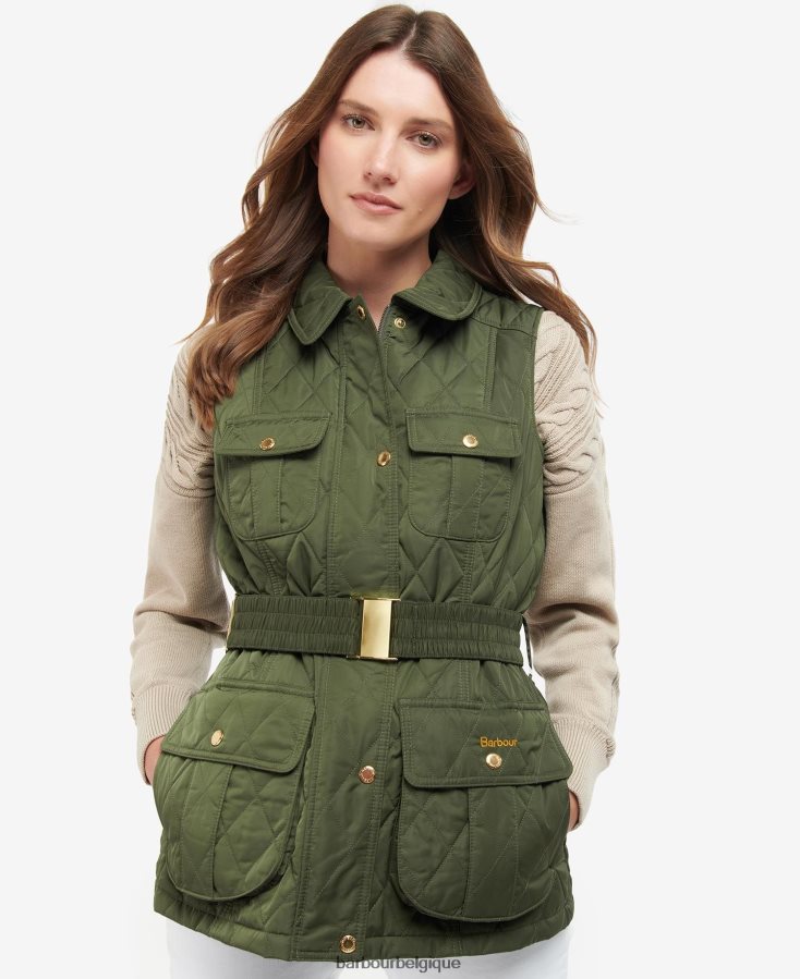 vêtements Barbour gilet de défense ceinturé sable clair/robe femmes T2L6ZP1556