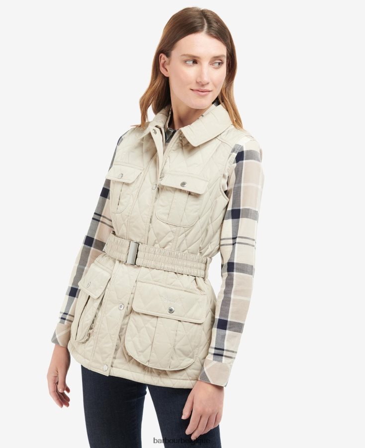 vêtements Barbour gilet de défense ceinturé sable clair/robe femmes T2L6ZP1567