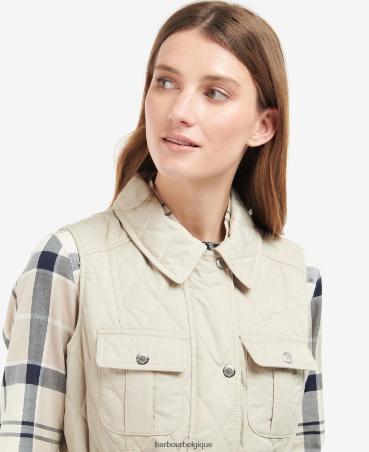 vêtements Barbour gilet de défense ceinturé sable clair/robe femmes T2L6ZP1567