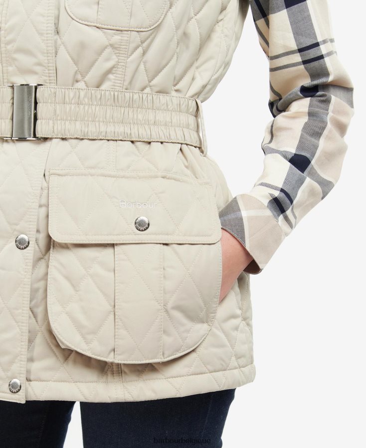vêtements Barbour gilet de défense ceinturé sable clair/robe femmes T2L6ZP1567