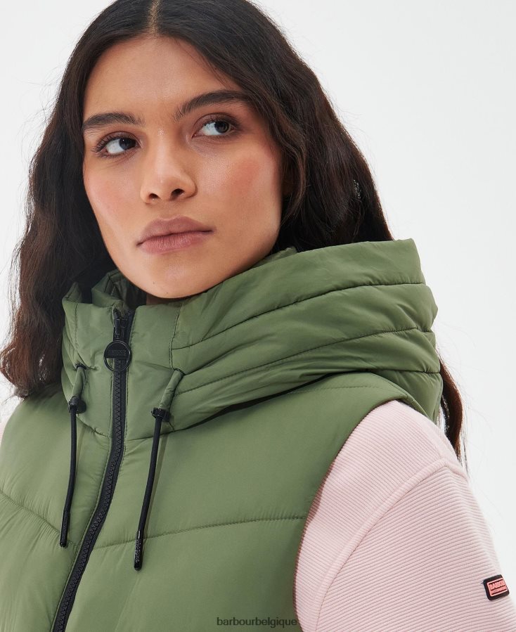 vêtements Barbour gilet halton fumée verte femmes T2L6ZP1564