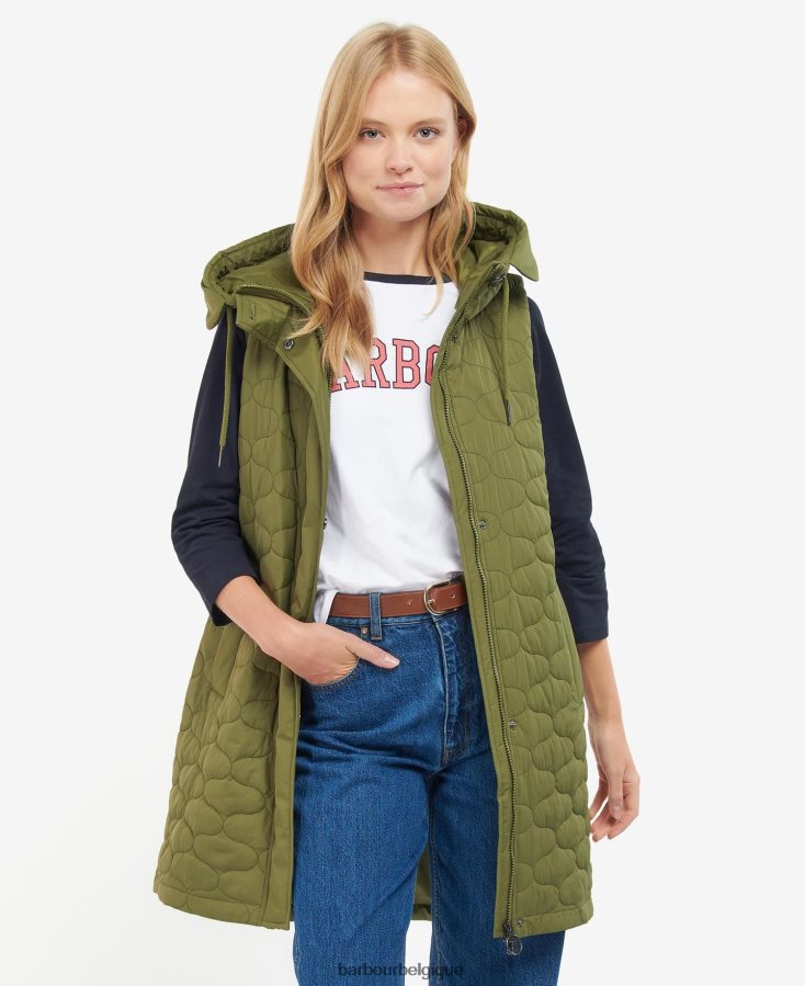 vêtements Barbour gilet nahla Olivier femmes T2L6ZP1570