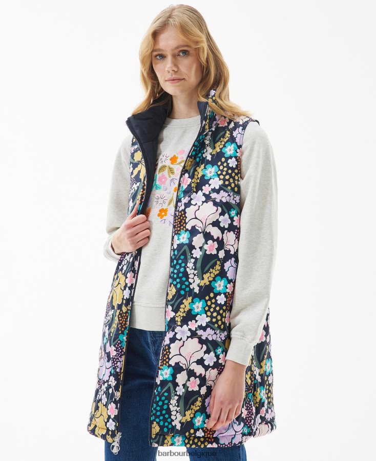 vêtements Barbour gilet réversible acanthus impression d\'olivine/de merveilles botaniques femmes T2L6ZP1545