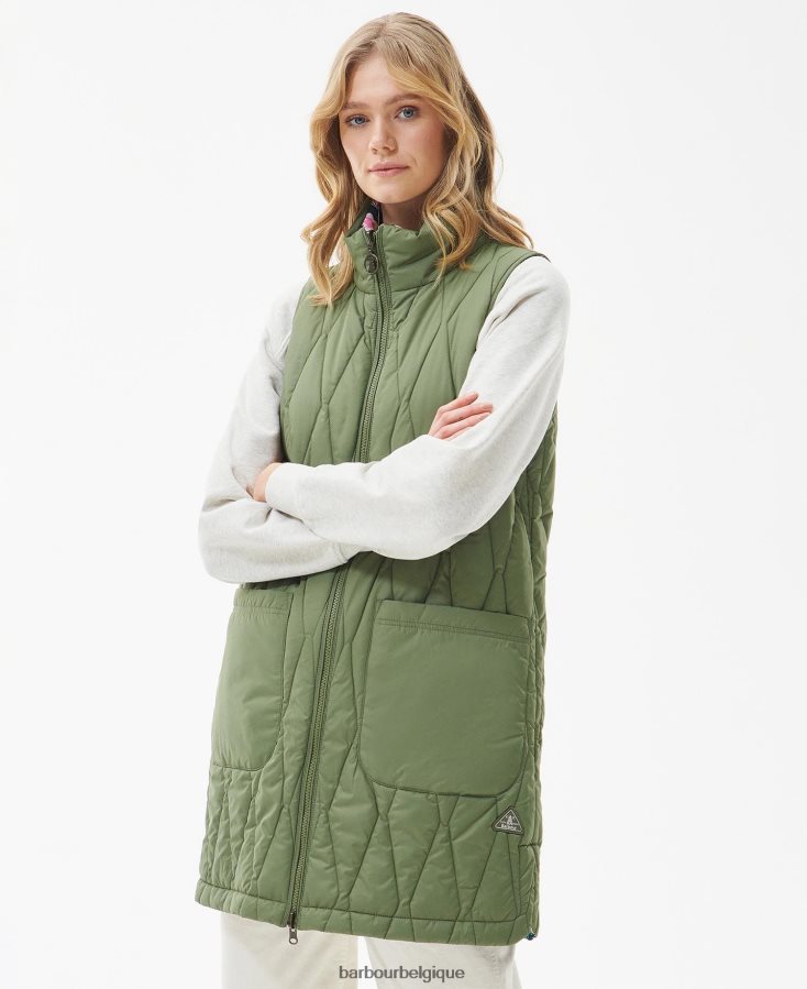 vêtements Barbour gilet réversible acanthus impression d'olivine/de merveilles botaniques femmes T2L6ZP1554