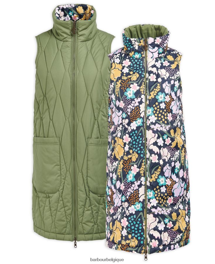 vêtements Barbour gilet réversible acanthus impression d\'olivine/de merveilles botaniques femmes T2L6ZP1554