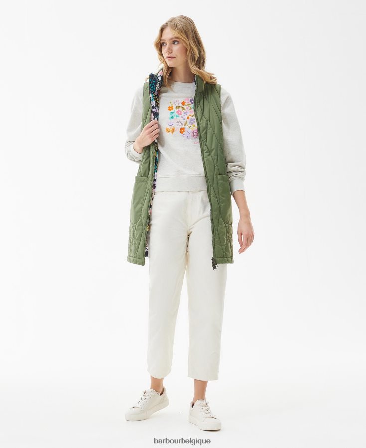 vêtements Barbour gilet réversible acanthus impression d\'olivine/de merveilles botaniques femmes T2L6ZP1554