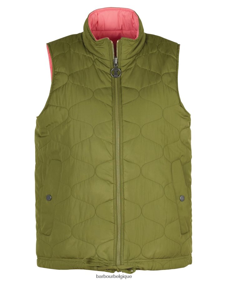 vêtements Barbour gilet réversible apia olivier/punch rose femmes T2L6ZP1566