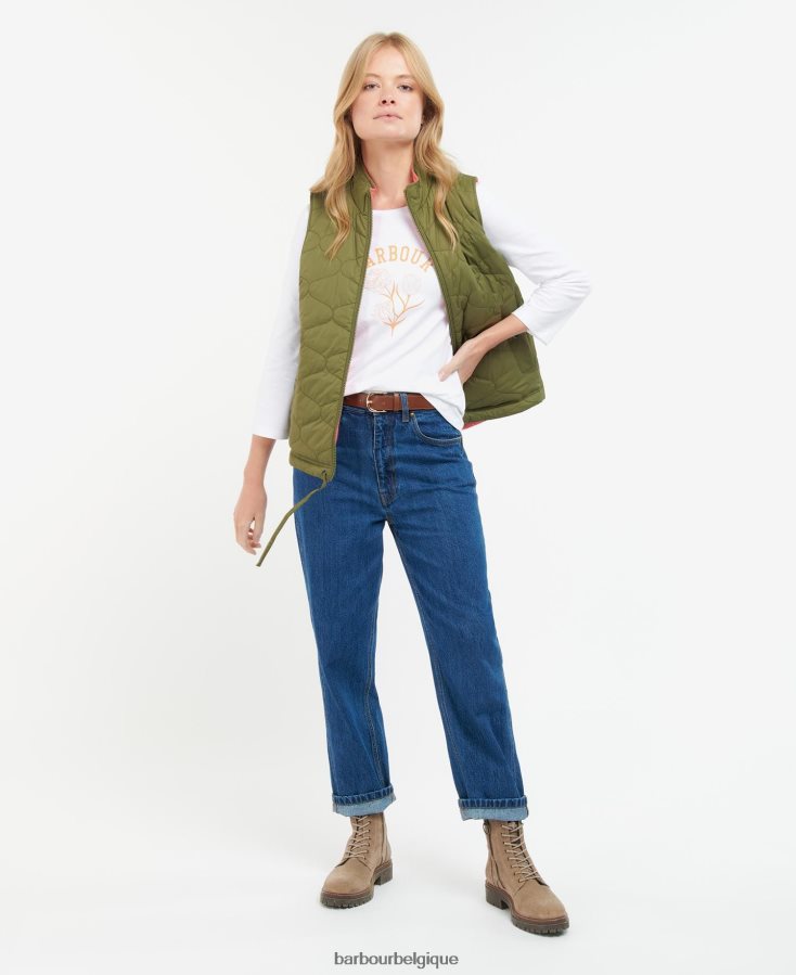vêtements Barbour gilet réversible apia olivier/punch rose femmes T2L6ZP1566