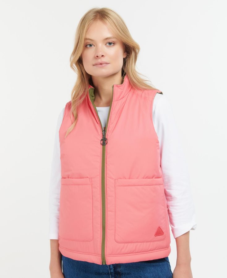 vêtements Barbour gilet réversible apia olivier/punch rose femmes T2L6ZP1566