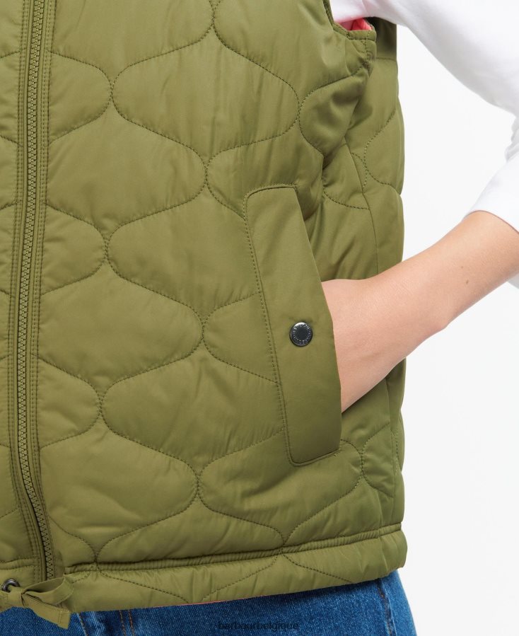 vêtements Barbour gilet réversible apia olivier/punch rose femmes T2L6ZP1566