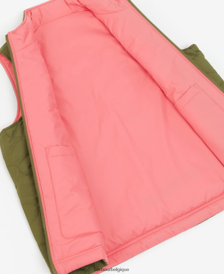vêtements Barbour gilet réversible apia olivier/punch rose femmes T2L6ZP1566